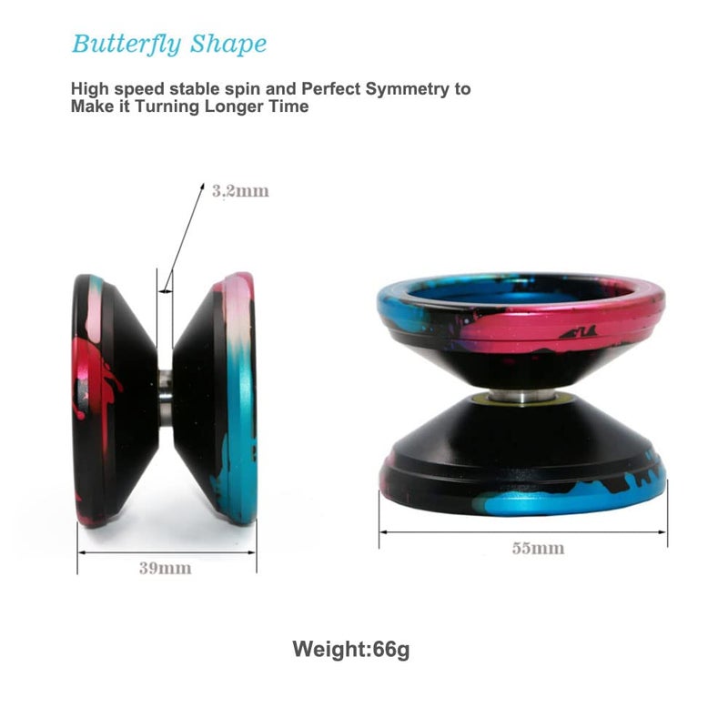 MAGICYOYO V6 Locus Yoyos Pro Responsive Yoyo for Kids to Adults | Beginner to Advanced Cool Tricks Yo-Yos | Metal Yo-yo Ball with 5 Yo Yos Strings + Glove+ Bag+ User Manual Kit | Blue&Pink&Black ï»¿ - Image 4